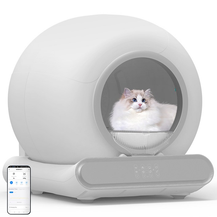 [2025년형] HESUNYI 스마트 자동 고양이 화장실 APP연동 10년 무료 A/S, 화이트, 1개