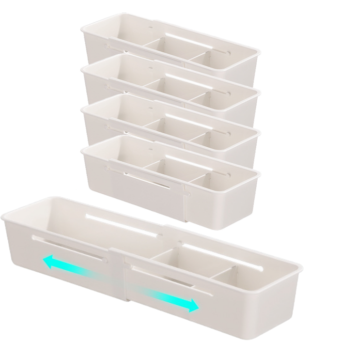 엘아즈 길이조절 서랍 팬트리 수납정리함, 5개, 슬림(화이트)