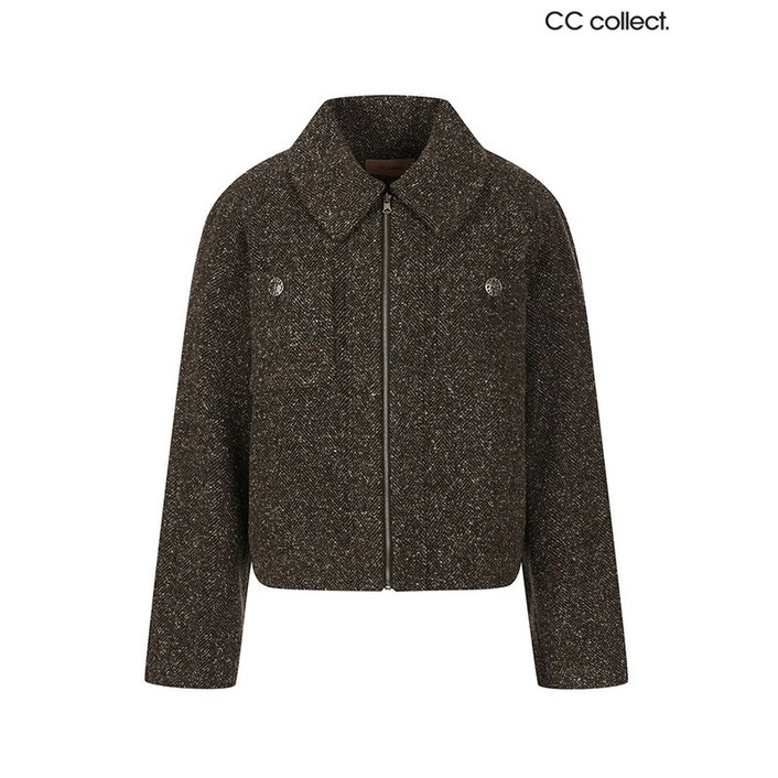 씨씨콜렉트 스탠카라 집업 패턴크롭자켓 E234MSF145 BR1