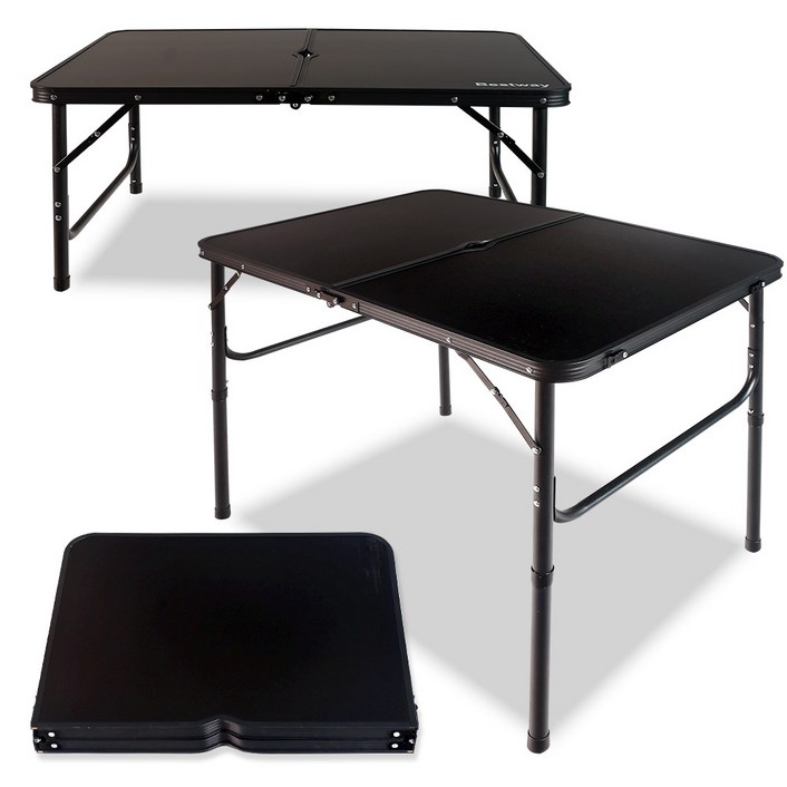 BB90 고급 접이식 캠핑 테이블올블랙, 블랙