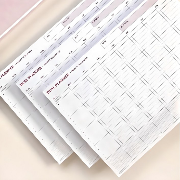 1개로 2개의 기능, 하이파이브 듀얼 먼슬리  위클리 플래너 스케줄러 a4 대용량 총 1개 x 100매