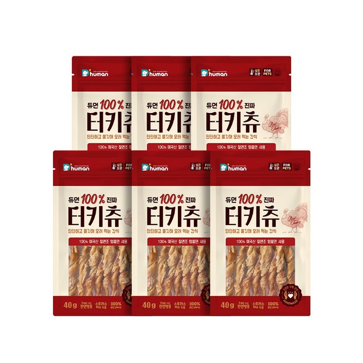 듀먼 100 진짜 터키츄, 터키츄, 40g, 6팩 듀먼 100 진짜 터키츄, 터키츄, 40g, 6팩