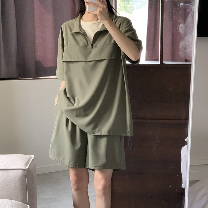 앤샵 여름 아노락 썸머 반집업 반팔+반바지 트레이닝 상하세트 남녀공용/빅사이즈/당일출고