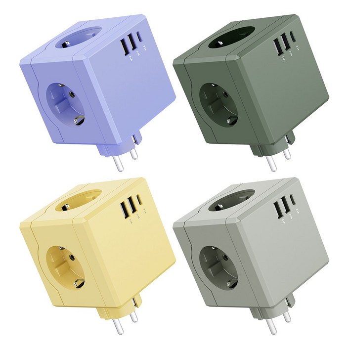 티메코 SF코팅 큐브 디자인 멀티탭 4000W 고용량 3구 USBA 2개 C타입 1개