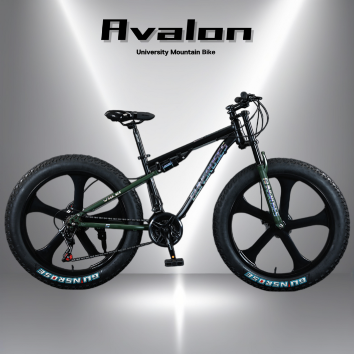 AVALON 팻바이크 풀샥 MTB 산악자전거 고출력 광폭 타이어, D.오렌지블랙, 1개