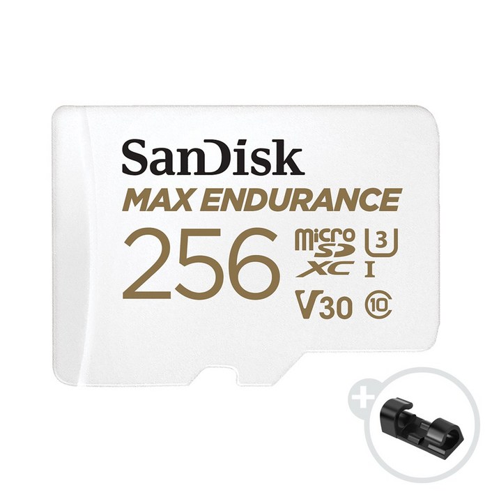 샌디스크 Max Endurance 블랙박스 마이크로 SD 카드 + 데이터 클립, 256GB