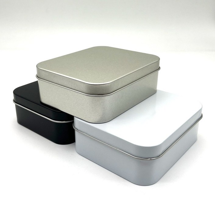 사각 S-057-2 3종 대한민국 UV인쇄 은색 흰색 검정 쿠키 마카롱 베이커리 사각틴케이스, 검정색상, 1개