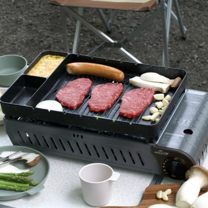 코베아 원조 구이바다 블랙에디션 L 45인용 3WAY 올인원 플러스  최고급 다이아몬드 코팅이 적용된 유일한 에디션  전골팬  KGG1304CDC 캠핑 버너그릴, 1개