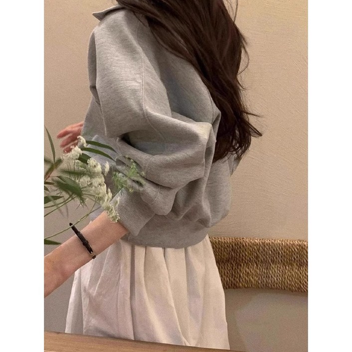 루미야 여성 루즈핏 반카라 맨투맨