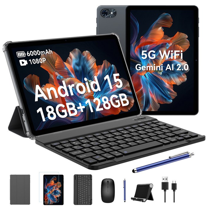 TABWEE 10인치 Android15 T80 태블릿 2025신형 18GB+128GB 2TB확장 키보드펜 포함 5G WiFi 6000mAh