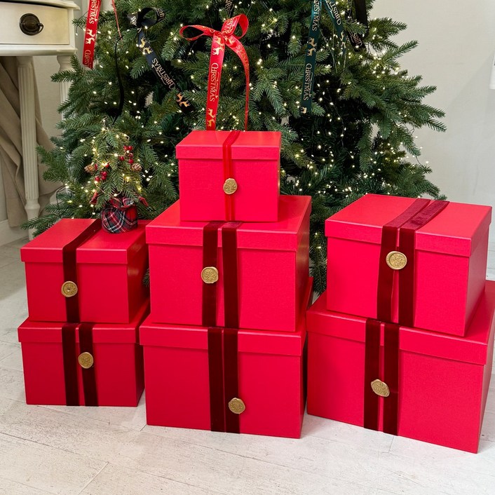12 세트 박스 데코 장식 선물 상자 싸바리 박스, 레드