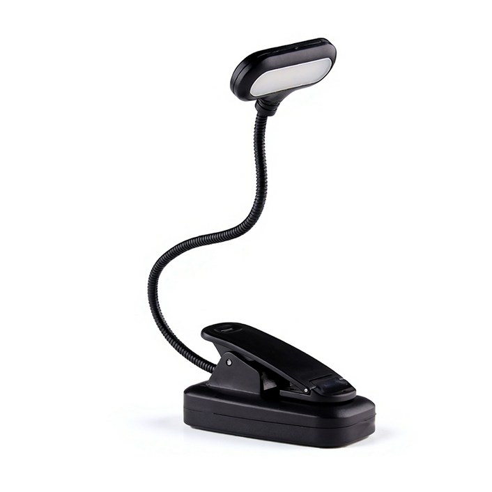 공신강림 LED 독서등 미니 클립 집게 북라이트 스탠드, 블랙