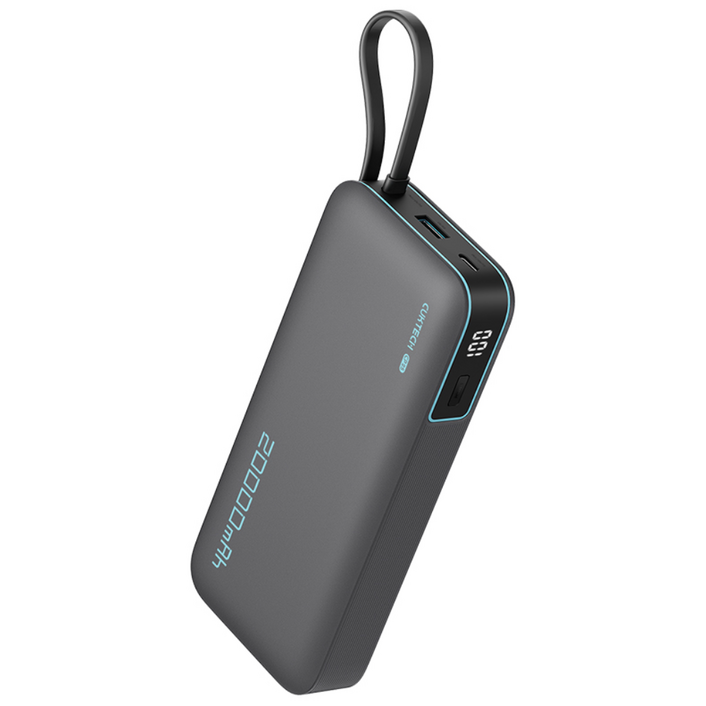 CUKTECH 쿡테크 55W 대용량 20000mAh 일체형 보조배터리 고속 충전 보조배터리 삼성 45W 보조배터리전력 표시여행용 기내반입, 회색