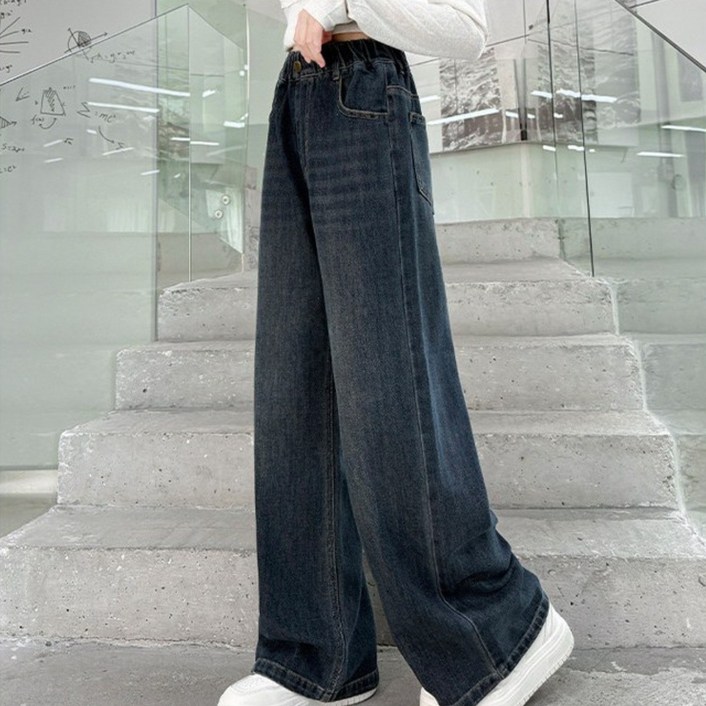 밀크봉봉 여아 초등학생 중학생 후리스 리본 자수 와이드 팬츠 기모바지