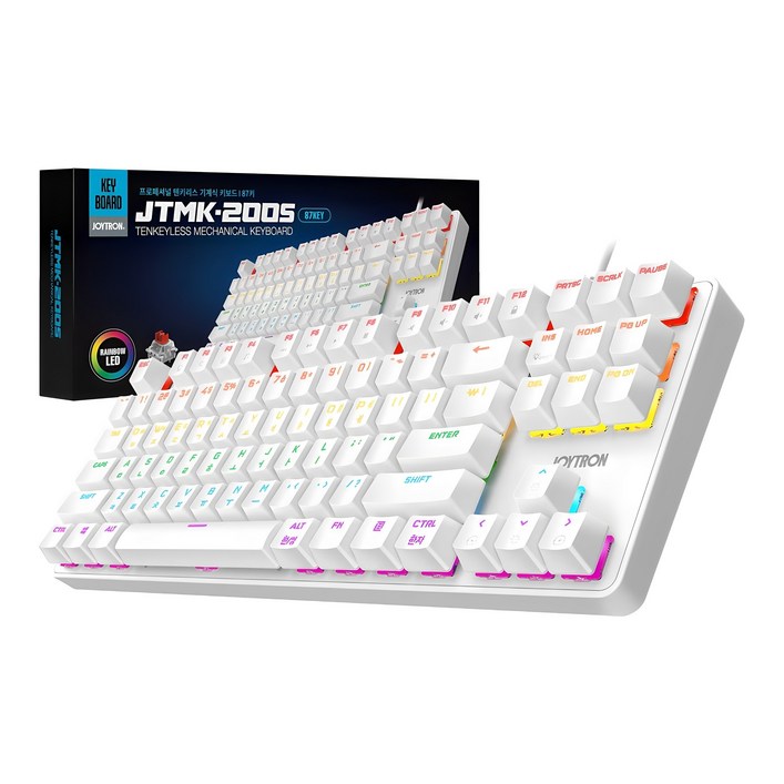 조이트론 프로페셔널 텐키리스 유선 기계식 키보드, 화이트, JTMK200S, 적축