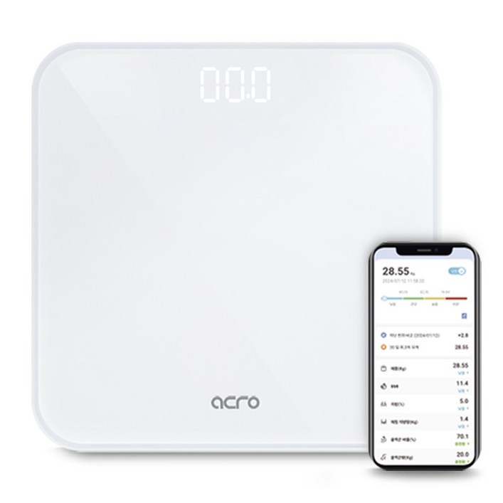 아크로 스마트 체지방 블루투스 체중계, 1개, 화이트, ibody200