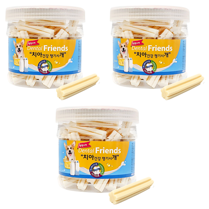 댕댕스타 강아지 덴탈프랜즈 간식, 혼합맛밀크치즈, 300g, 3개