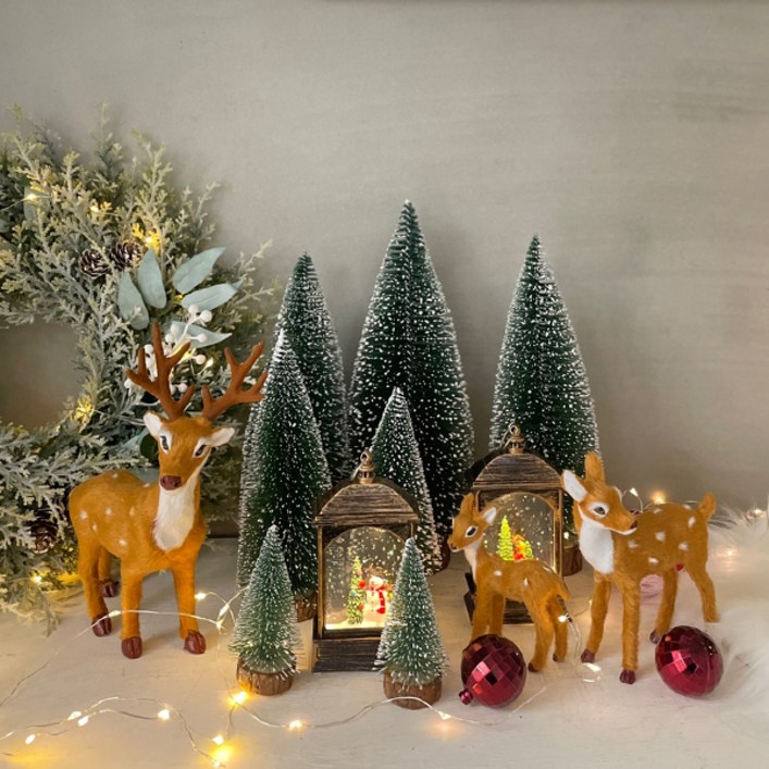 모리앤 사슴가족 패밀리 크리스마스장식 세트, 혼합색상, 아빠사슴19cm, 엄마사슴14cm, 아기사슴9.5cm, 1세트