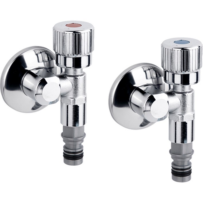 두진 초슬림 세탁기 수도꼭지 L자형 온수 + 냉수 세트