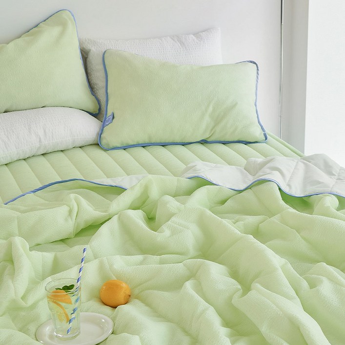 쁘리엘르 스무디 스노우리플 아사 여름 차렵 이불 베개 세트