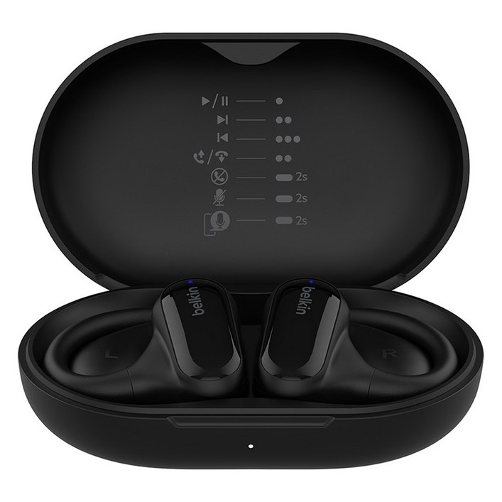 벨킨 사운드폼 클리어핏 오픈형 스포츠 이어후크 초경량 무선 이어폰, 블랙, AUC013btBK