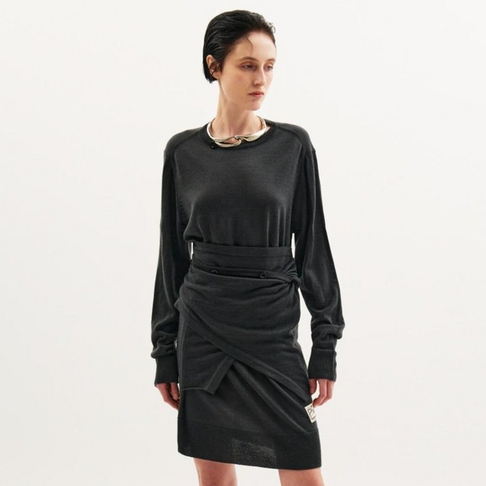 세터 여성용 타브 니트 랩 원피스