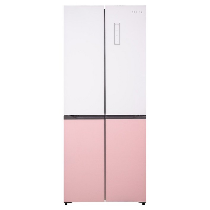 쿠잉전자 글램 글라스 대용량 418L 양문형 4도어 냉장고 방문설치, MD405GWP