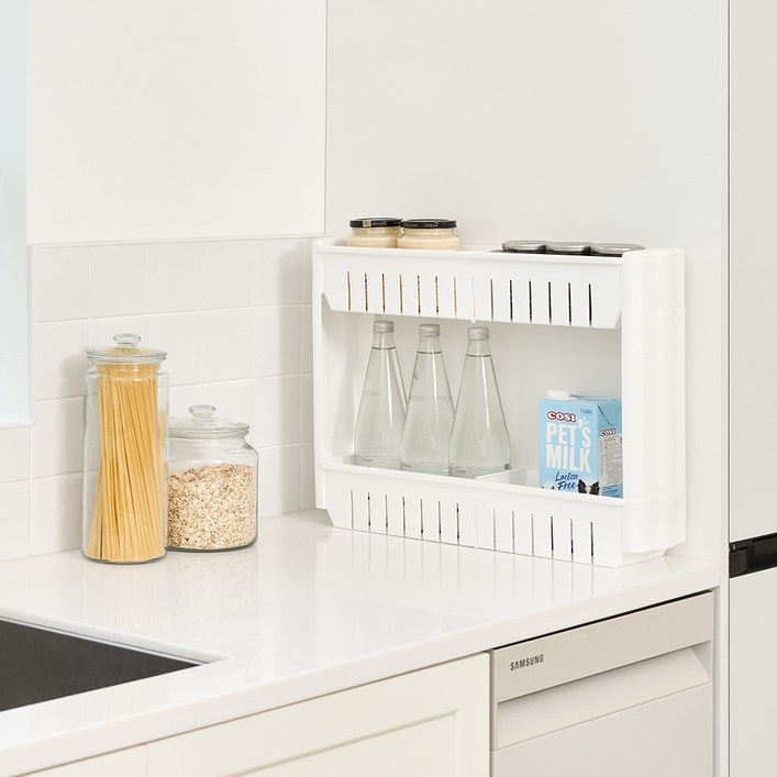 까사마루 이동식 슬림 틈새 선반 2단