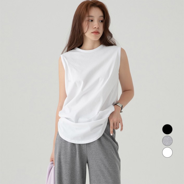 CARET 여성용 통기성 롱 레이어드 나시 티셔츠