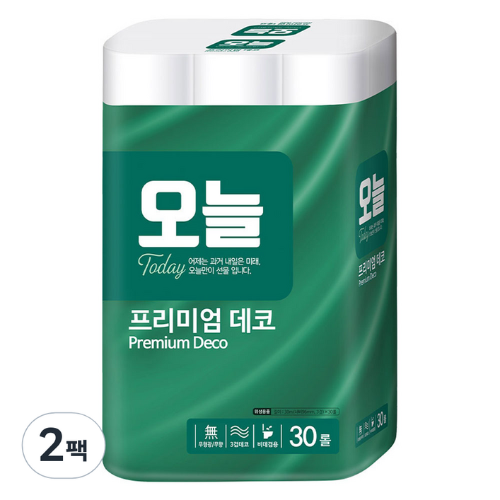 오늘 프리미엄 데코 3겹 화장지, 30m, 30롤, 2세트