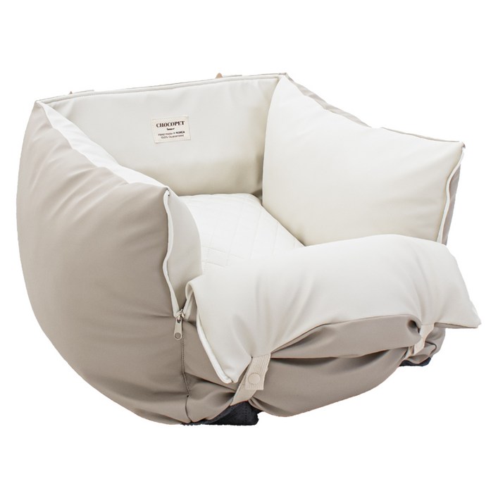 초코펫하우스 강아지 차량용 로얄 사각 카시트, 베이지, 1개