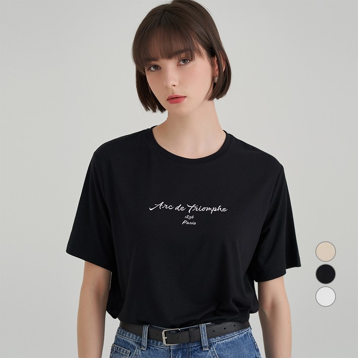 ELLE PARIS 찰랑 레이온 프린팅 반팔 티셔츠 ELLE PARIS 찰랑 레이온 프린팅 반팔 티셔츠