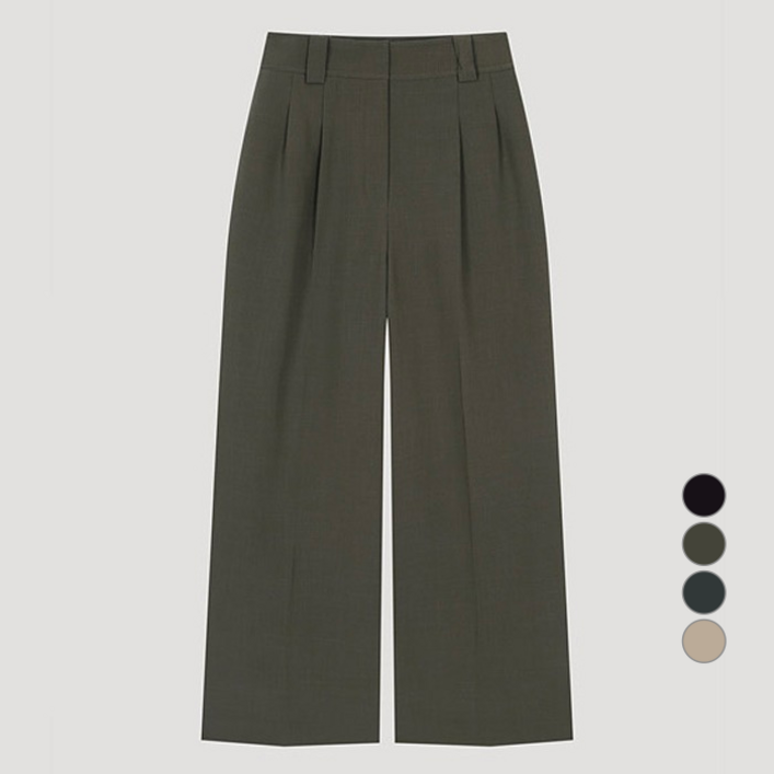 리스트 여성용 백밴딩 투턱 와이드 팬츠