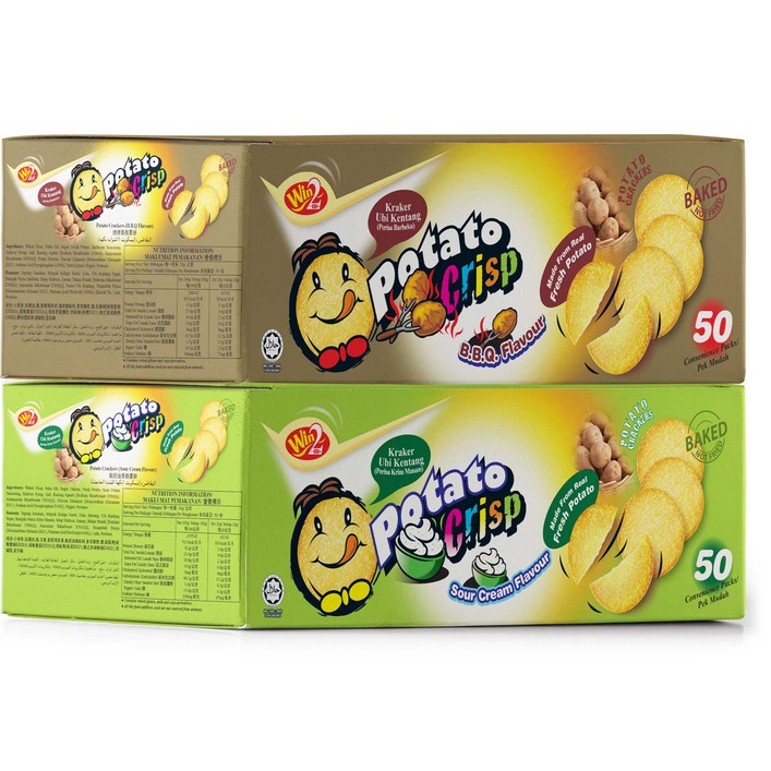 포테이토 크리스프 스낵 바베큐맛 20g x 50p + 사워크림맛 20g x 50p