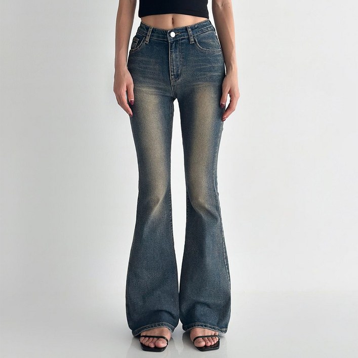 라라온 여성용 숏기본롱 기장 부츠컷 빈티지워싱 청바지 TSP3132