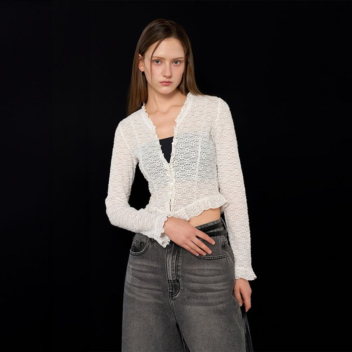 제너럴아이디어 여성용 레이스 프릴 블라우스 WBE1L03506