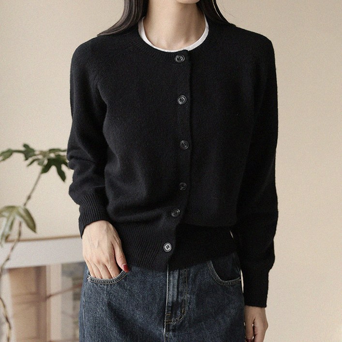 앤드스타일 여성용 웜소프트 폭닥 터치 라운드넥 데일리 니트 가디건 264992