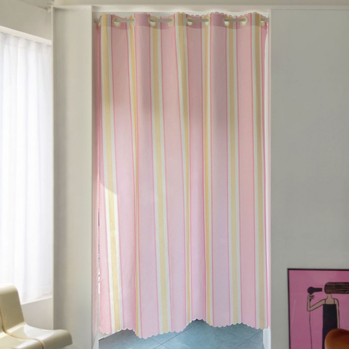 지앤와이 스트라이프 삼색 단면 가리개 도어 커튼