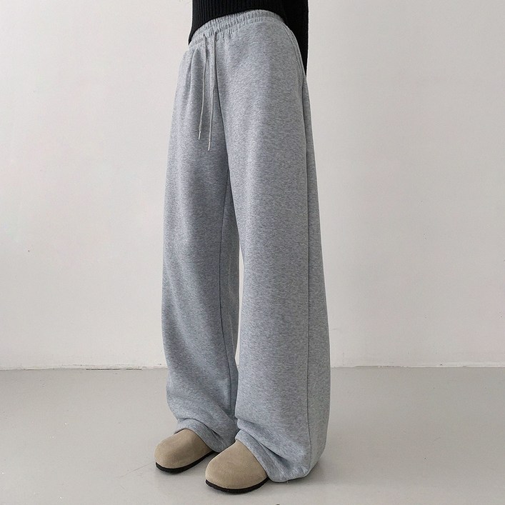 플랜데이 여성용 롱/숏 기장 노엘 따뜻 기모 와이드 트레이닝 팬츠