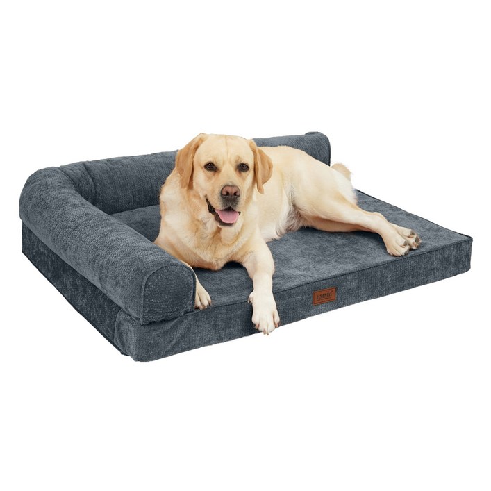 EMME L형 애견용 침대 방수방상 펫침대, 1개, 셔닐 원단- Bluish Gray