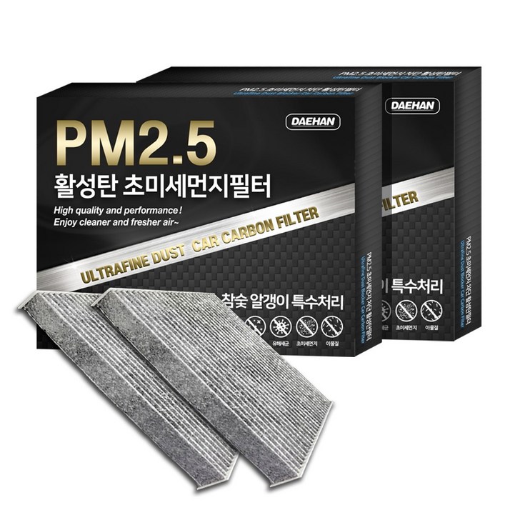 대한 PM2.5 고효율 활성탄 자동차 에어컨필터 2개입, 2개입, 스파크 (2013~)- PC175