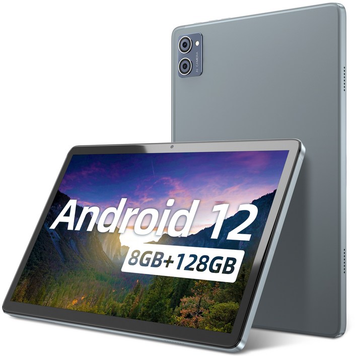 태블릿10.1인치8G 128G안드로이드 12가성비태블릿PC슬림Full HD IPS블루투스5.0그레이, grey