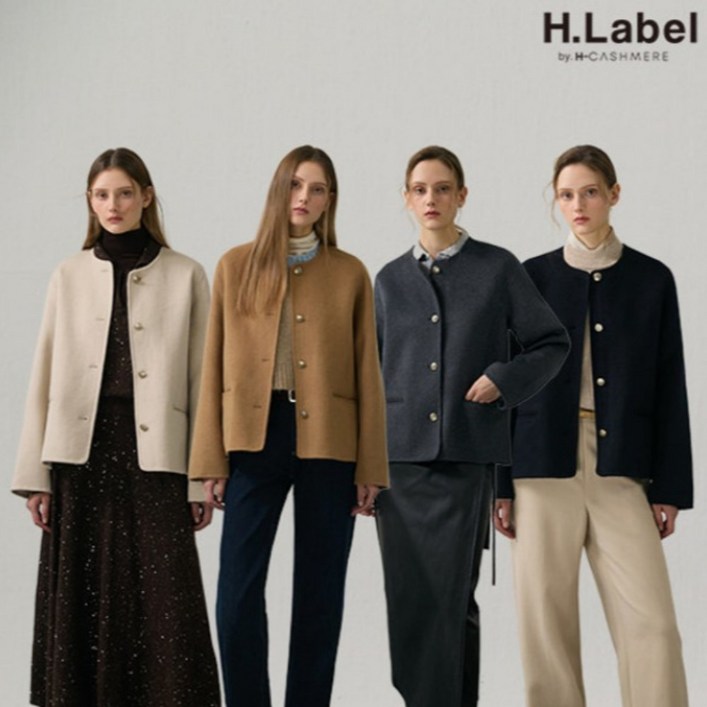 [TV상품] H.Label 울 블렌디드 헨드메이드 하프 코트 1종