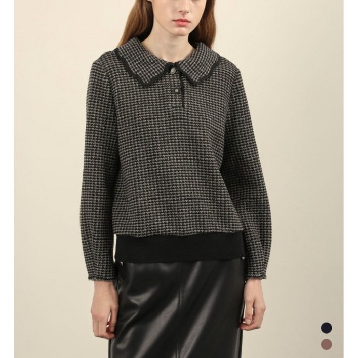 올리비아로렌 여성용 물결 카라넥 티셔츠 VOCAL4W9321