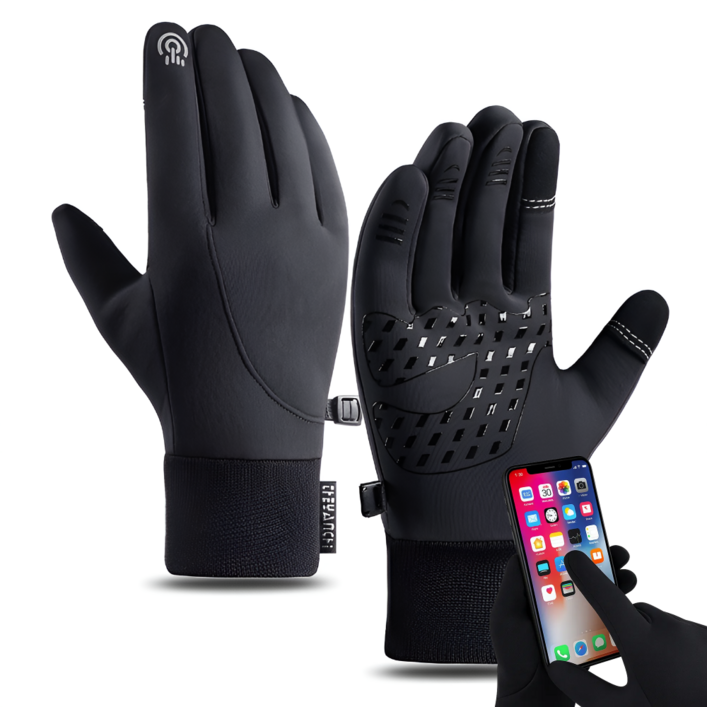탈론나인 방풍 방수 스마트폰 터치 기모 장갑, 1개, Black
