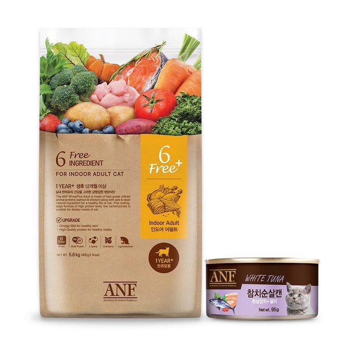 ANF 캣 식스프리플러스 어덜트 5.6kg + 캔 참치순살 95g
