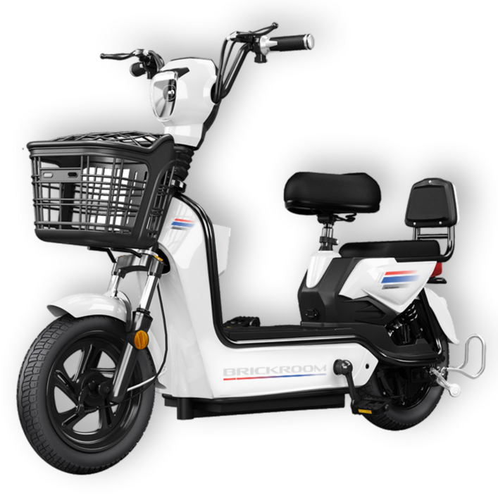 BRICKROOM 3세대 전기 자전거 자토바이 출퇴근 전동 스쿠터 2인용 바이크, 화이트