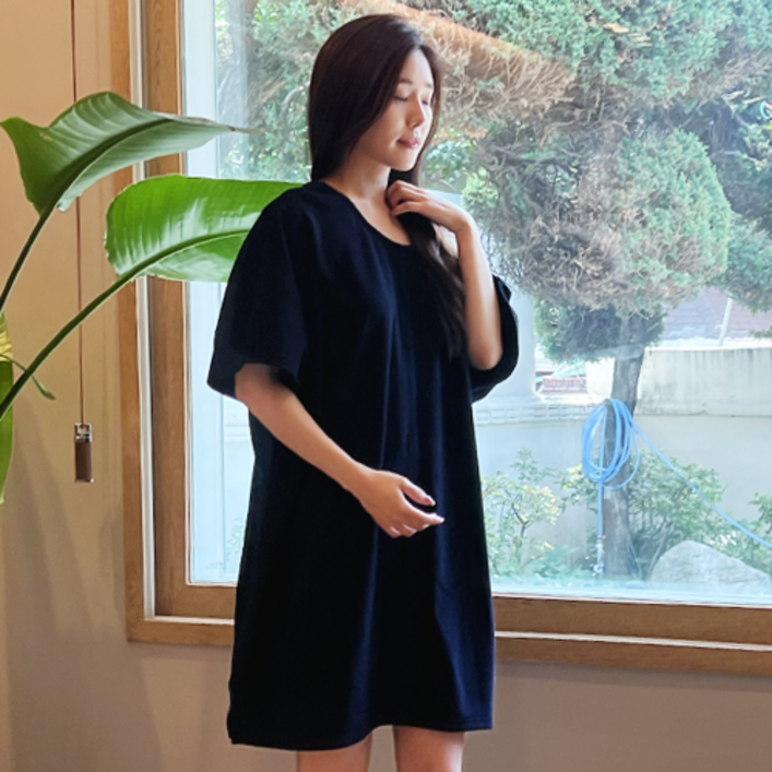 100 인증원단 국내제작 나인아워즈 친환경 인증 원단 여성 원마일 샤워 가운, 1개, 네이비