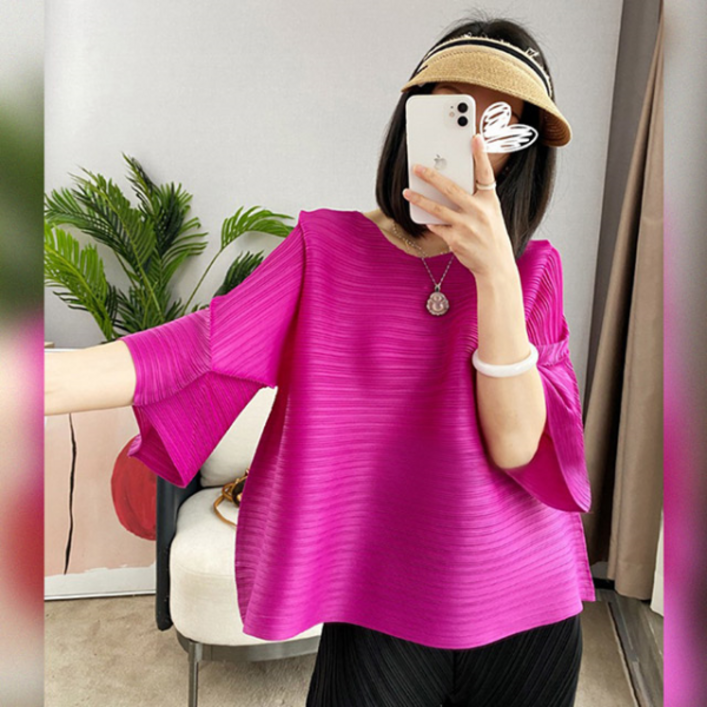플리츠무드 PLEATS  페리제 7부 플리츠 블라우스