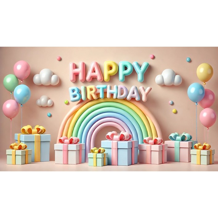 3D입체스타일 생일축하 현수막, 2025년 생일배경, 생일파티배너,유치원 어린이집 키즈카페 생일파티배너
